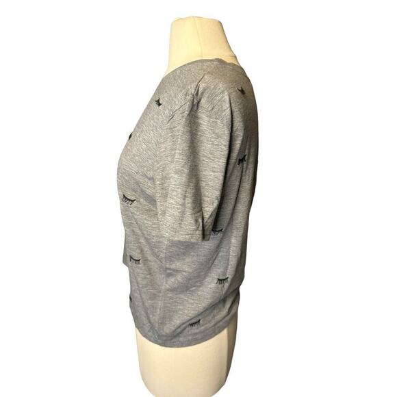 Current Air Eyelash Embroidered Crop Top Gray Tee Shirt Small - Picture 4 of 8